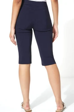 Roman Navy Knee Length Stretch Shorts