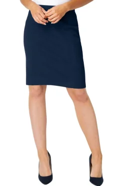 Roman Navy Short Textured Elastic Waist Jersey Skirt