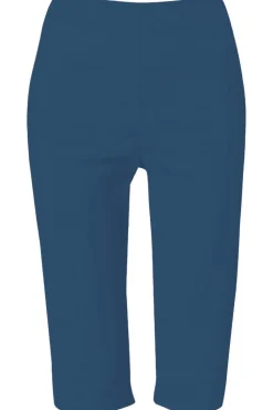 Roman Petrol Blue Stretch Knee Length Elastic Waist  Shorts