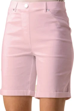 Roman Pink Elastic Waist Turn Up Stretch Shorts