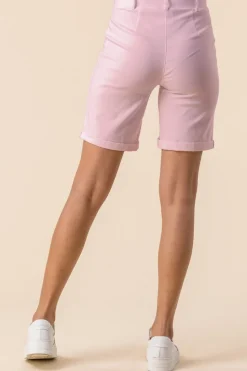 Roman Pink Elastic Waist Turn Up Stretch Shorts