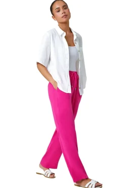 Roman Pink Petite Linen Mix Trousers
