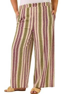 Roman Purple Curve Zig Zag Crochet Wide Leg Trouser