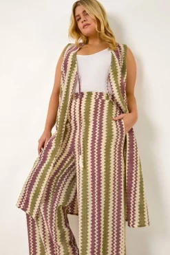 Roman Purple Curve Zig Zag Crochet Wide Leg Trouser