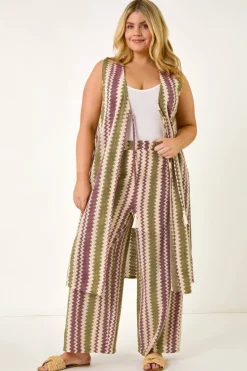 Roman Purple Curve Zig Zag Crochet Wide Leg Trouser