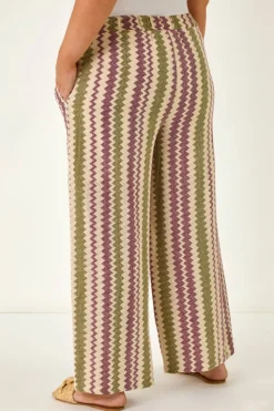 Roman Purple Curve Zig Zag Crochet Wide Leg Trouser