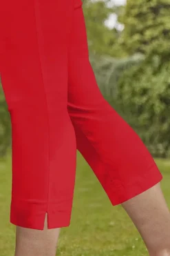 Roman Red Cropped Stretch Trouser Capri Summer Leggings 3/4 Pedal Pushers
