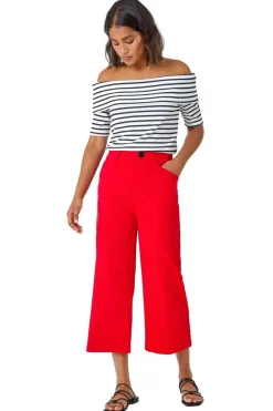 Roman Red Elastic Waist Stretch Culotte