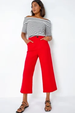 Roman Red Elastic Waist Stretch Culotte