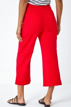 Roman Red Elastic Waist Stretch Culotte
