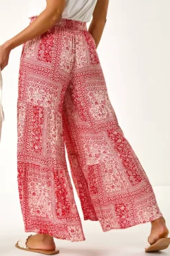 Roman Red Tile Tiered Palazzo Trouser