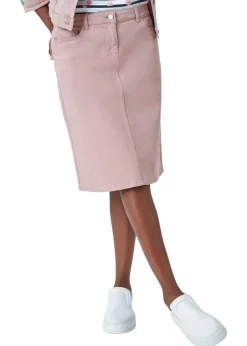 Roman Rose Cotton Denim Stretch A line Skirt