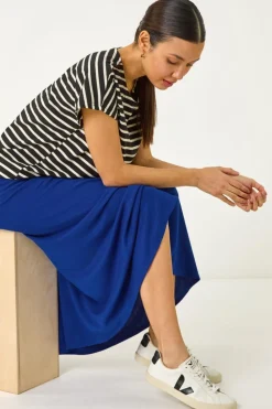 Roman Royal Blue A-Line Pull On Stretch Skirt