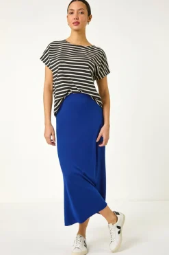 Roman Royal Blue A-Line Pull On Stretch Skirt