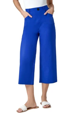 Roman Royal Blue Elastic Waist Stretch Cropped Culotte