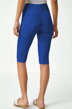Roman Royal Blue Elastic Waist Knee Length Stretch Shorts
