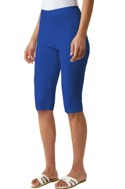 Roman Royal Blue Elastic Waist Knee Length Stretch Shorts