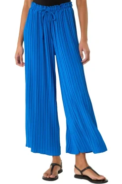 Roman Royal Blue Pleated Wide Leg Culottes