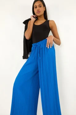 Roman Royal Blue Pleated Wide Leg Culottes