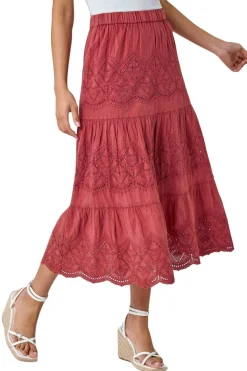 Roman Rust Broderie Design Skirt