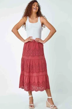 Roman Rust Broderie Design Skirt