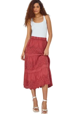 Roman Rust Broderie Design Skirt