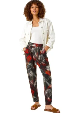 Roman Rust Leaf Print Harem Trouser