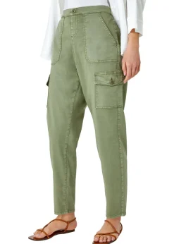 Roman Sage Casual Elastic Waist Cargo Stretch Trousers