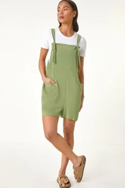 Roman Sage Petite Strap Woven Playsuit
