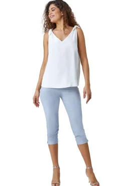 Roman Silver Cropped Stretch Trouser Capri Summer Leggings 3/4 Pedal Pushers