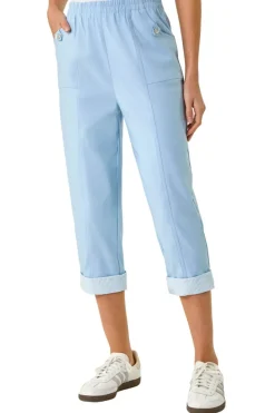 Roman Sky Blue Contrast Detail Cropped Stretch trouser