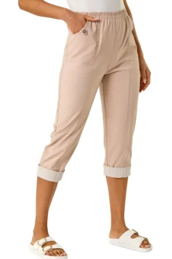 Roman Stone Contrast Detail Cropped Stretch Trouser