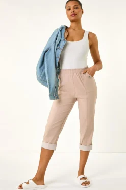 Roman Stone Contrast Detail Cropped Stretch Trouser
