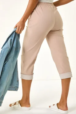 Roman Stone Contrast Detail Cropped Stretch Trouser