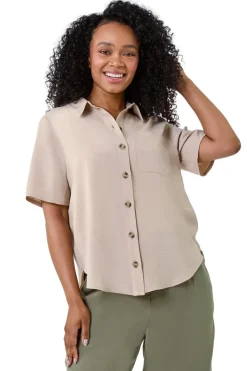 Roman Stone Petite Button Up Pocket Shirt