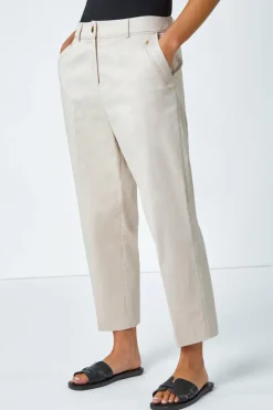 Roman Stone Petite Cotton Ankle Grazer Tapered Trousers