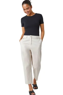Roman Stone Petite Cotton Ankle Grazer Tapered Trousers