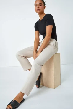 Roman Stone Petite Cotton Ankle Grazer Tapered Trousers