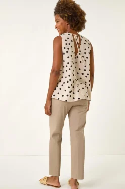 Roman Stone Spot Print Tie Detail Vest Top