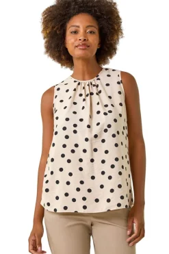 Roman Stone Spot Print Tie Detail Vest Top