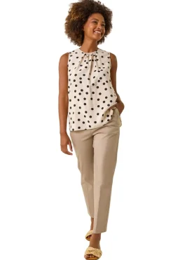 Roman Stone Spot Print Tie Detail Vest Top