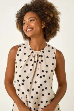 Roman Stone Spot Print Tie Detail Vest Top