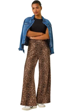 Roman Tan Animal Print Stretch Trousers