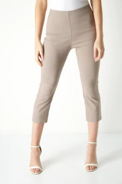 Roman Taupe Cropped Stretch Trouser Capri Summer Leggings 3/4 Pedal Pushers