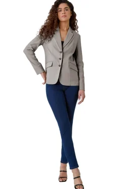 Roman Taupe Stretch Button Detail Blazer