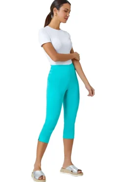Roman Teal Cropped Stretch Trouser Capri Summer Leggings 3/4 Pedal Pushers