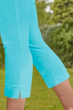 Roman Turquoise Cropped Stretch Trouser Capri Summer Leggings 3/4 Pedal Pushers