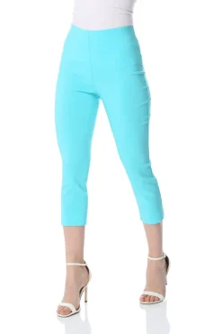 Roman Turquoise Cropped Stretch Trouser Capri Summer Leggings 3/4 Pedal Pushers