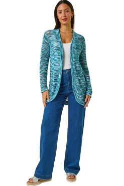 Roman Turquoise Spacedye Lightweight Knit Cardigan