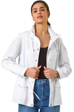 Roman White Buttoned Safari Jacket